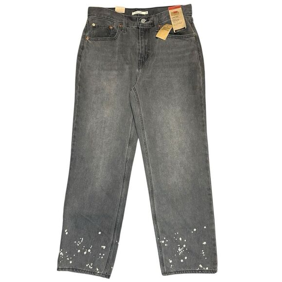 Levi's Low Pro Straight Jeans Gray 30 Mid Rise Relaxed Fit Paint Splatter NWT - Picture 2 of 10